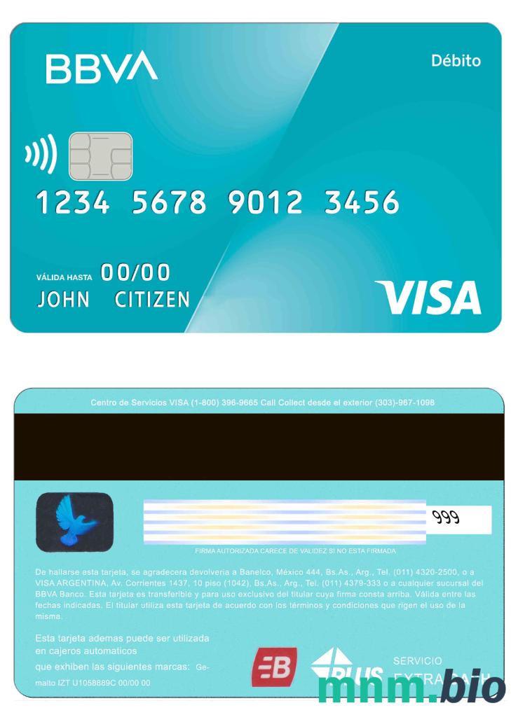 Agentina BBVA bank visa debet karta